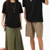 Custom Black Shirts Clothes Drop Shoulder T-shirt Men Women Crew Neck 100% Cotton Wholesale Bulk Loose Casual Style Studio 230G-40 7715-5