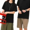 Custom Black Shirts Clothes Drop Shoulder T-shirt Men Women Crew Neck 100% Cotton Wholesale Bulk Loose Casual Style Studio 230G-40 7715-8