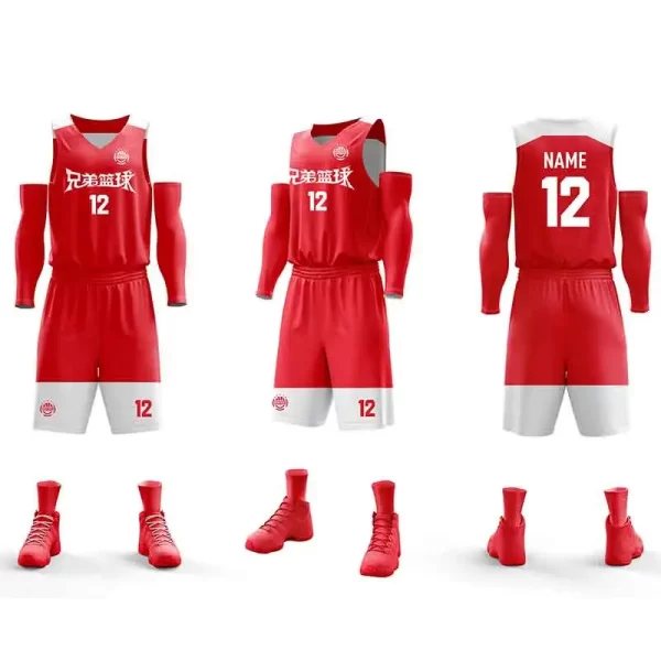 Custom Made Basketball Jerseys Reversible Basketball Gear Blank Shirts Singlets Best Basketball Shorts Red
