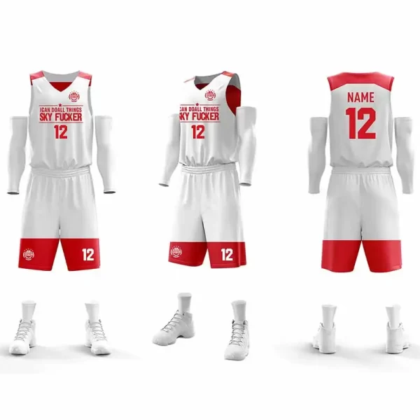 Custom Made Basketball Jerseys Reversible Basketball Gear Blank Shirts Singlets Best Basketball Shorts White Red