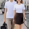 Custom Shirts And Pants Short Sleeve Tshirt White Blank Light Weight Walmart Amazon Hot Selling BSR 200g 6818-4