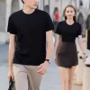 Custom Shirts Black T-shirts Crew Neck Team Clothing Suit Bulk Order Screen Printing And Embroidery 200g 6818-4