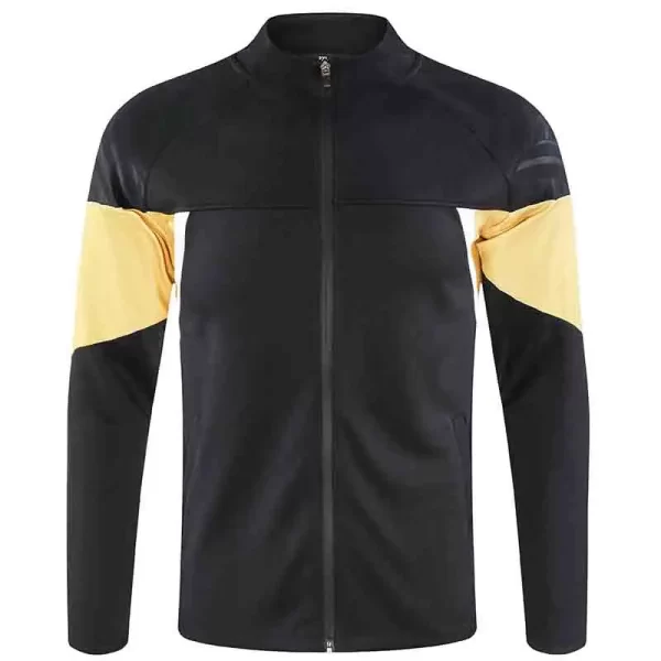 Custom Soccer Jacket Mens Tracksuit Long Black Jacket High Collar Black