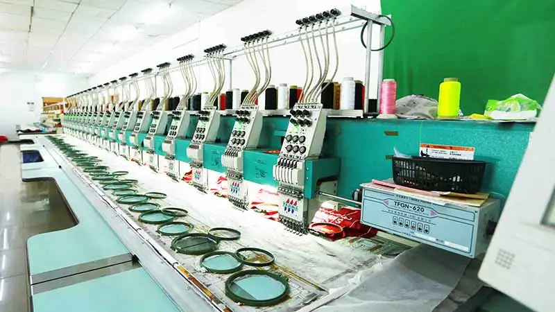 Embroidery apparel production line