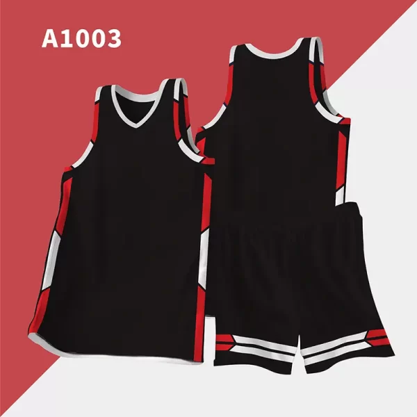 USA Basketball Singlets Blank Basketball Jersey with Trim and Stripes 1003 black red blank