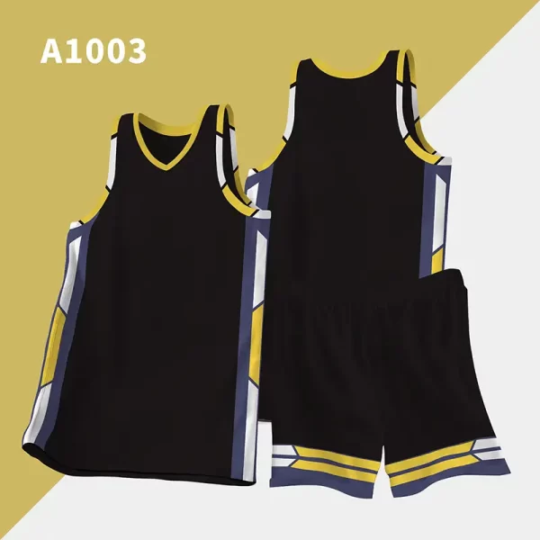 USA Basketball Singlets Blank Basketball Jersey with Trim and Stripes 1003 black yellow