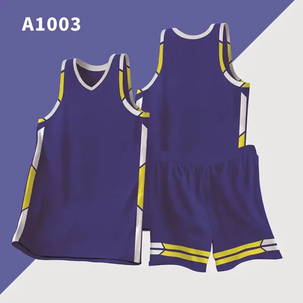 USA Basketball Singlets Blank Basketball Jersey with Trim and Stripes 1003 blue