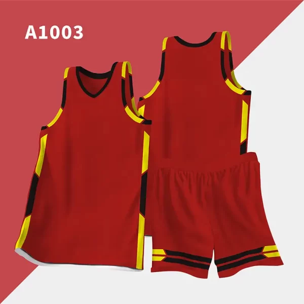 USA Basketball Singlets Blank Basketball Jersey with Trim and Stripes 1003 red