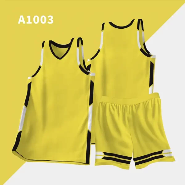 USA Basketball Singlets Blank Basketball Jersey with Trim and Stripes 1003 yellow