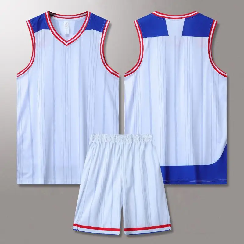 Adult Breathable Basketball Jersey Set Training Uniform Men Women Quick Drying Basketball T Shirt Blank Black White Blue 14