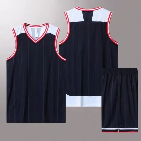 Adult Breathable Basketball Jersey Set Training Uniform Men Women Quick Drying Basketball T Shirt Blank Black White Blue 2