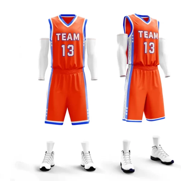 Blank basketball jerseys and basketball shorts set basketball training uniform dri fit coolmax shirts sleeveless 4