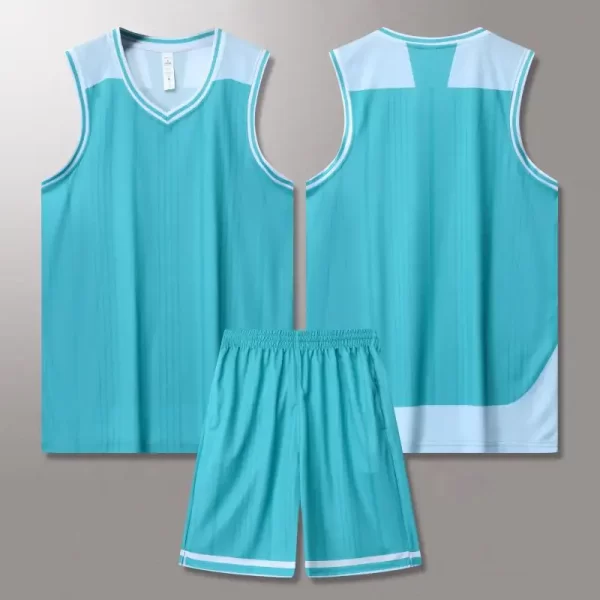 Adult Breathable Basketball Jersey Set Training Uniform Men Women Quick Drying Basketball T Shirt Blank Black White Blue 3