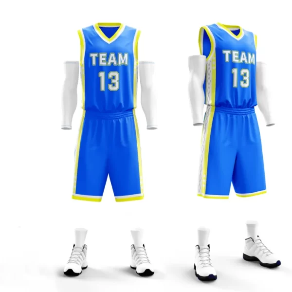 Blank basketball jerseys and basketball shorts set basketball training uniform dri fit coolmax shirts sleeveless 2