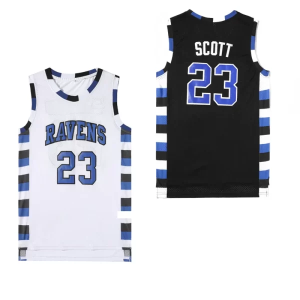 Basketball Jerseys One Tree Hill 3 23 Scott Ravens Jersey High Quality Sewing embroidery White Black and Red 1