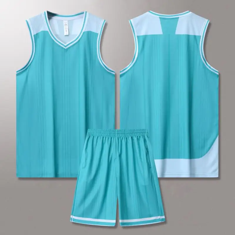 Adult Breathable Basketball Jersey Set Training Uniform Men Women Quick Drying Basketball T Shirt Blank Black White Blue 12