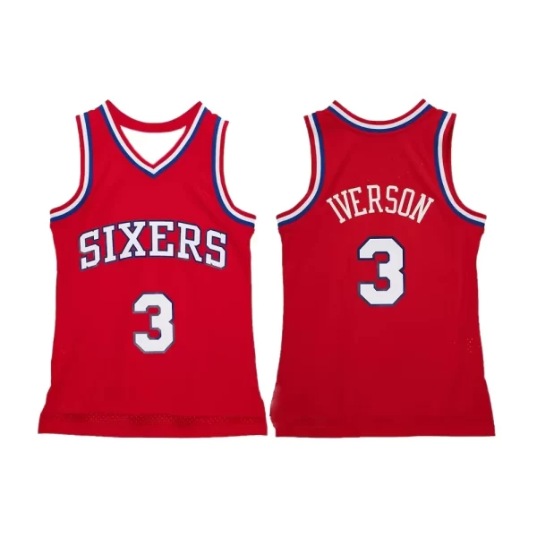 Philadelphia No. 3 Alan Iverson Basketball Jerseys 1996 USA Mens Retro Classic Jersey Home and Away White Black 2