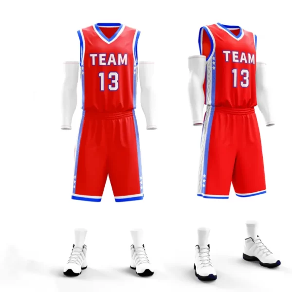 Blank basketball jerseys and basketball shorts set basketball training uniform dri fit coolmax shirts sleeveless 3