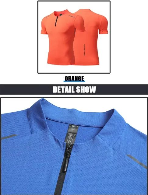 Coolmax Ice Silk Dri Fit Fitted Half-Zip Shirt for Men's Training 10