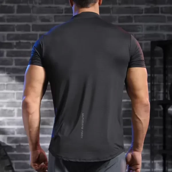 Coolmax Ice Silk Dri Fit Fitted Half-Zip Shirt for Men's Training 11