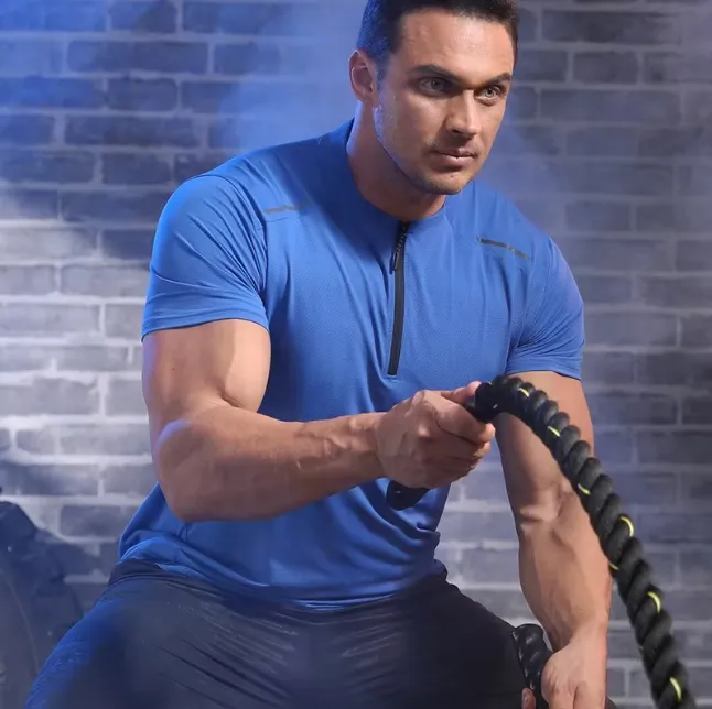 Coolmax Ice Silk Dri Fit Fitted Half-Zip Shirt for Men's Training 13