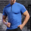 Coolmax Ice Silk Dri Fit Fitted Half-Zip Shirt for Men's Training 17