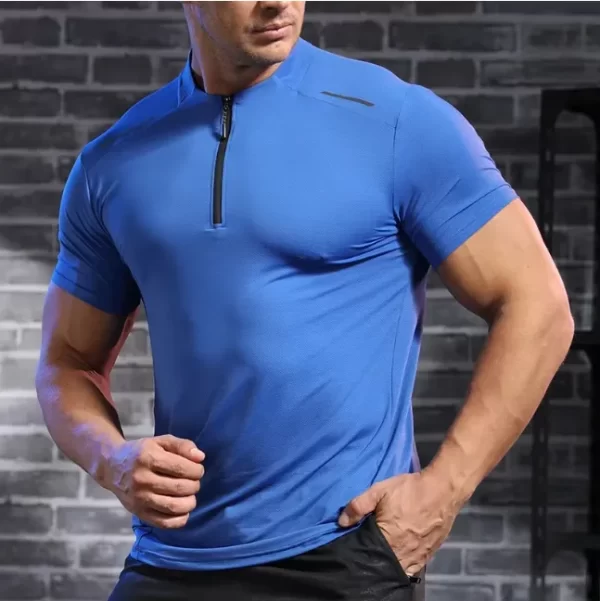 Coolmax Ice Silk Dri Fit Fitted Half-Zip Shirt for Men's Training 17