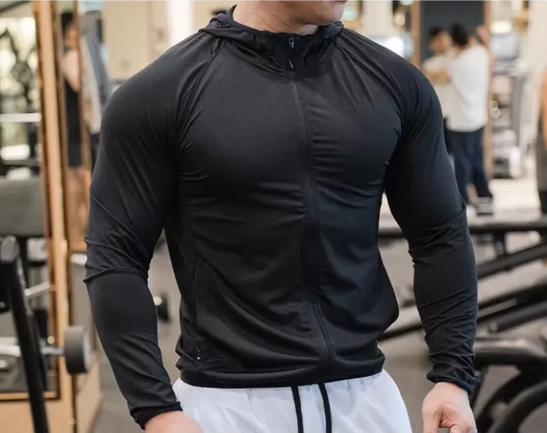 Cycling Sweatshirts Sports Running T-Shirts Long Sleeve with Hoodie Training Sweatshirt Gym Clothing 3