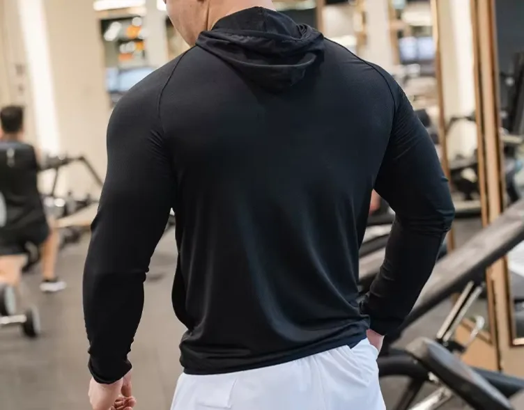 Cycling Sweatshirts Sports Running T-Shirts Long Sleeve with Hoodie Training Sweatshirt Gym Clothing 5