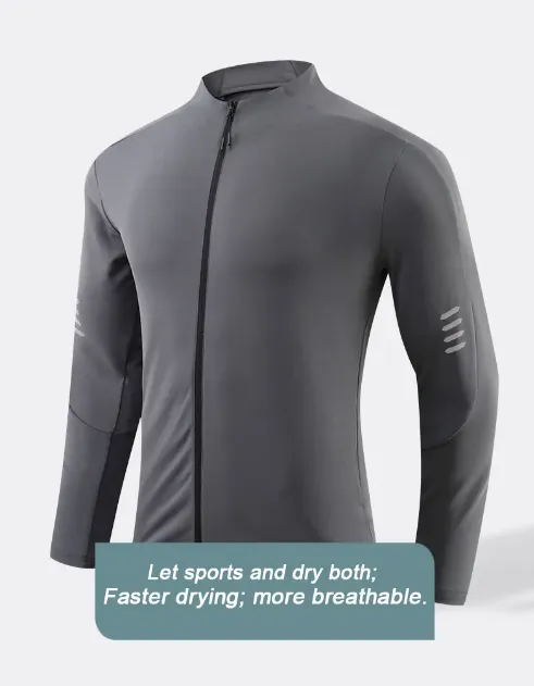 Jogging sweatshirt cycling jacket reflective running shirts casual exercise clothing for gym with elasticity JK9873 4