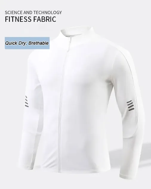 Jogging sweatshirt cycling jacket reflective running shirts casual exercise clothing for gym with elasticity JK9873 5
