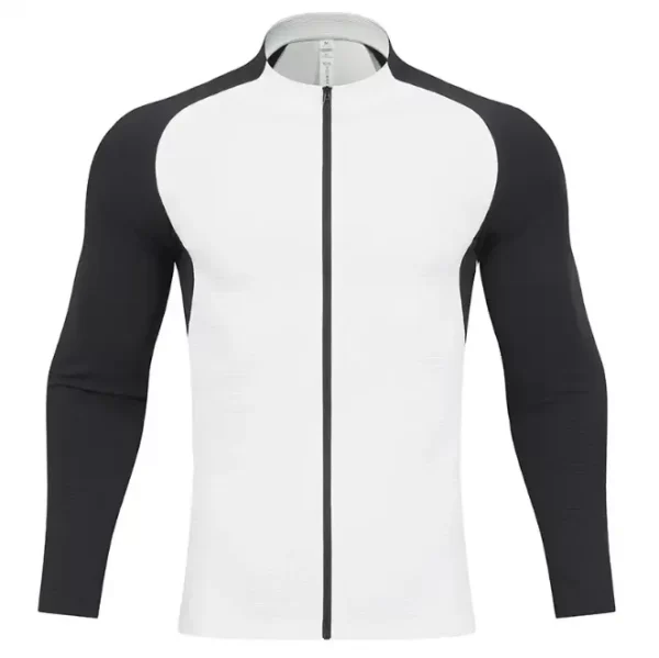 Long sleeve running jacket with high neck mock turtleneck style with zipper lightweight training tracksuit shirt for gym JK9881 10