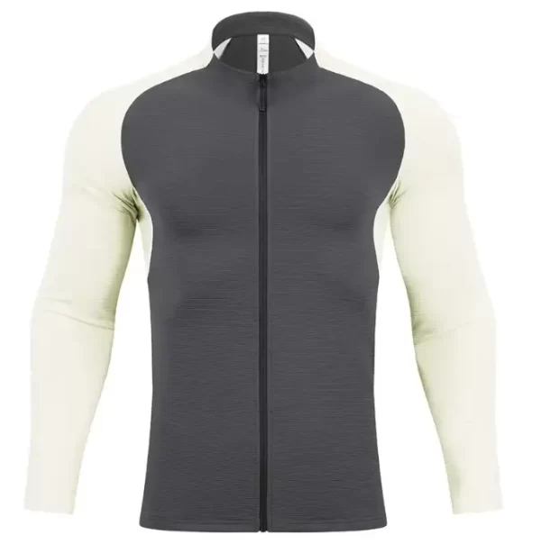 Long sleeve running jacket with high neck mock turtleneck style with zipper lightweight training tracksuit shirt for gym JK9881 4