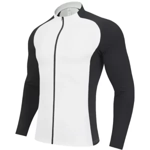 Long sleeve running jacket with high neck mock turtleneck style with zipper lightweight training tracksuit shirt for gym JK9881 7