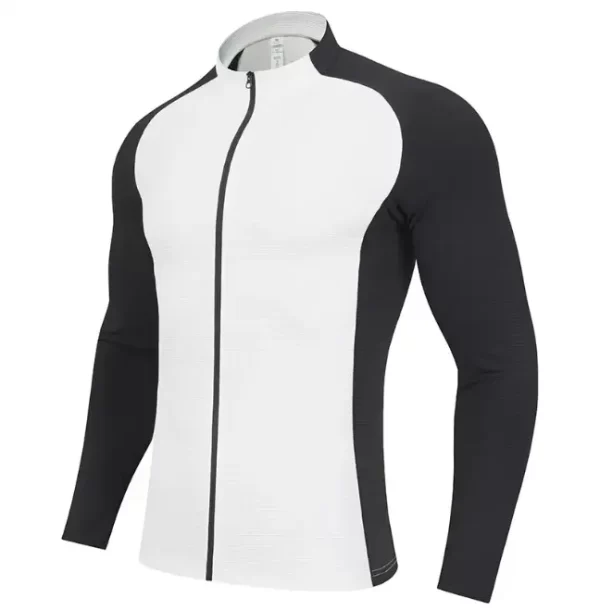 Long sleeve running jacket with high neck mock turtleneck style with zipper lightweight training tracksuit shirt for gym JK9881 7