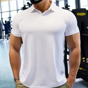 Mens Polo Shirt Outdoor Fitness Clothing for Gym and Tennis Elastic and Breathable 10