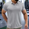 Mens Polo Shirt Outdoor Fitness Clothing for Gym and Tennis Elastic and Breathable 2