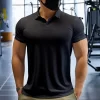 Mens Polo Shirt Outdoor Fitness Clothing for Gym and Tennis Elastic and Breathable 3
