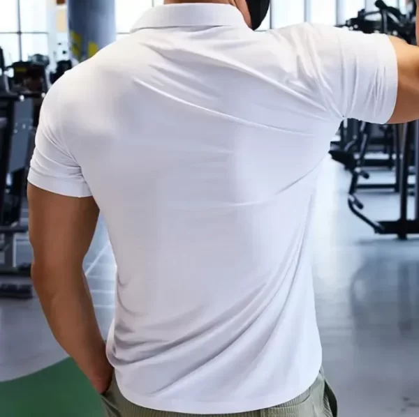 Mens Polo Shirt Outdoor Fitness Clothing for Gym and Tennis Elastic and Breathable 7