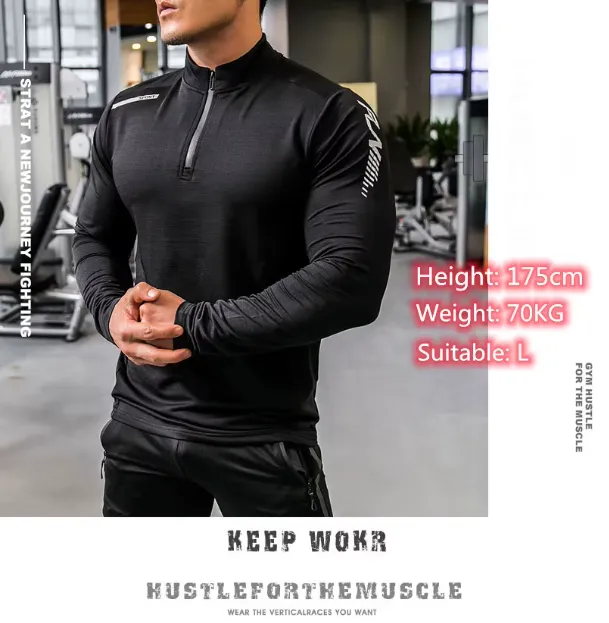 Rashguard Compression Shirt Long Sleeve for Surfing and Gym Wear in Black Color