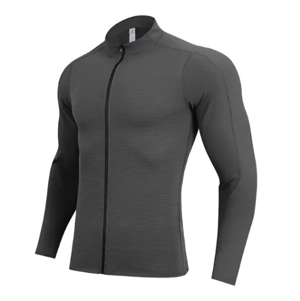Running sweatshirts quick dry sports Tshirts windbreaker training wear with zipper in white and black JK9883 2