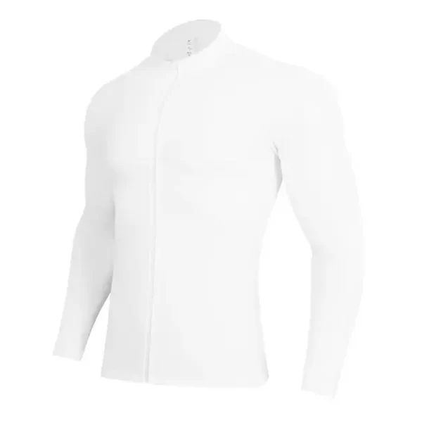 Running sweatshirts quick dry sports Tshirts windbreaker training wear with zipper in white and black JK9883 3
