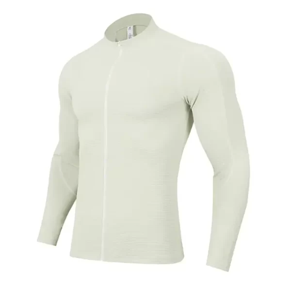 Running sweatshirts quick dry sports Tshirts windbreaker training wear with zipper in white and black JK9883 4