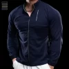 Solid Color High Neck Sweatshirt with Thick Hoodie and Pullover Zipper for Spring and Autumn 9