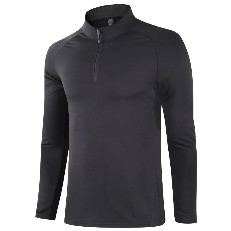 Training shirts for marathon and running men and women Gym clothing long sleeve with half zipper P62 4
