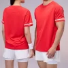 Dri fit tshirt red short sleeve round neck 100% polyester solid color R387-1