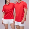 Dri fit tshirt red short sleeve round neck 100% polyester solid color R387