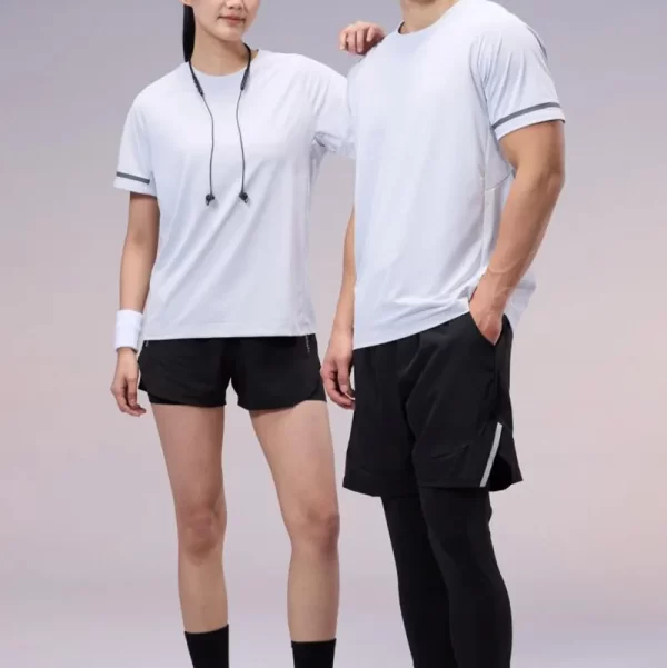 Dri fit tshirt short sleeve round neck 100% polyester solid gray color R387-1