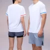 Dri fit tshirt white short sleeve round neck 100% polyester solid color R387-2