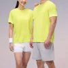 Dri fit tshirt yellow short sleeve round neck 100% polyester solid color R387